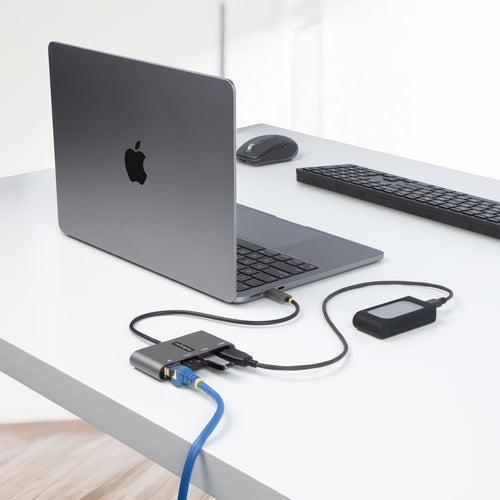 StarTech.com HB30C3A1GEA2 USB-C Hub with Gigabit Ethernet - Portable 3-Port Dock