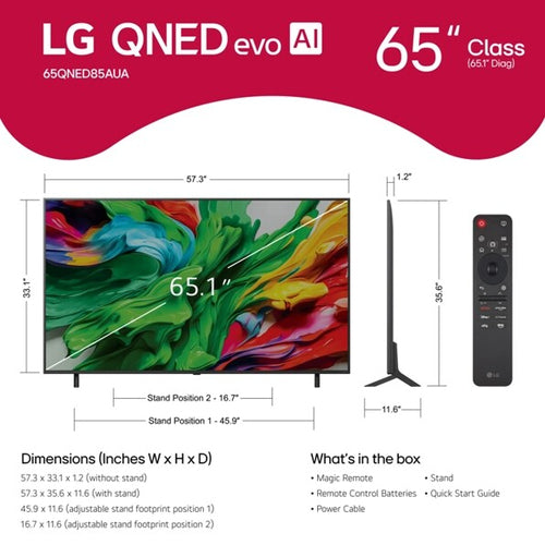 65 Zoll LG QNED evo AI Smart TV 4K UHD Wi-Fi Schwarz