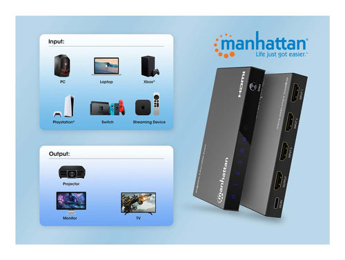 4K 60Hz HDMI Switch 3-Port with Remote Control Automatic Switching