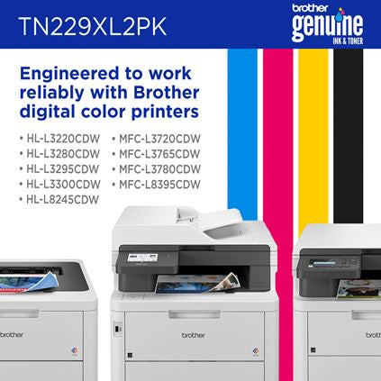 Brother TN-229XL2PK Black Toner Cartridge - 3000 Pages - High Capacity