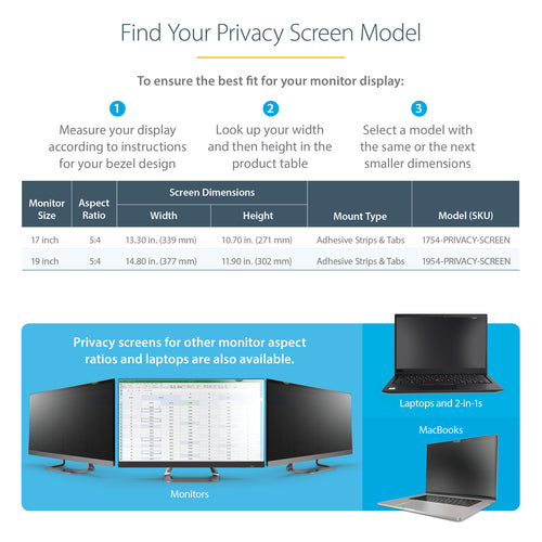 19 Inch 5:4 Computer Monitor Privacy Filter Anti-Glare Blue Light Reduction