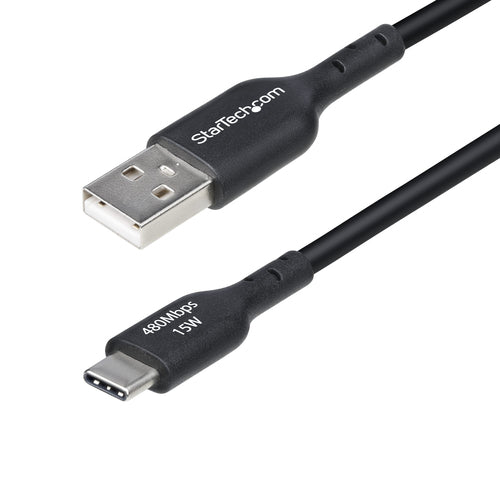 1,8 m USB-A-auf-USB-C-Ladekabel, 3A Laden & Synchronisieren, USB 2.0, Schwarz