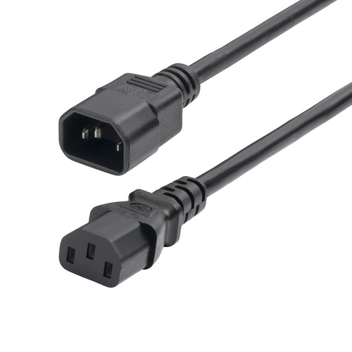 1ft Power Extension Cord C14 to C13 10A 250V 18AWG Black