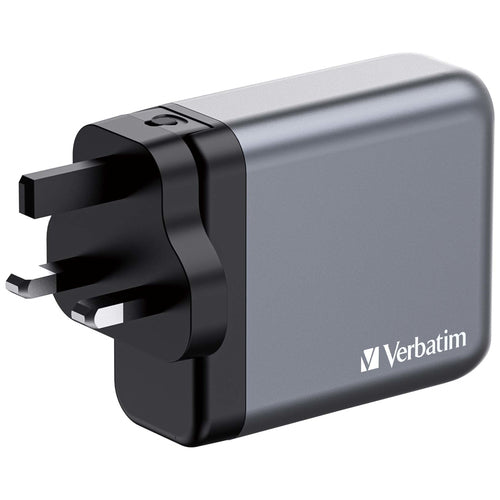 Verbatim GNC-140 GaN Charger 140W - Fast Charging USB-C & USB-A - Black/Grey