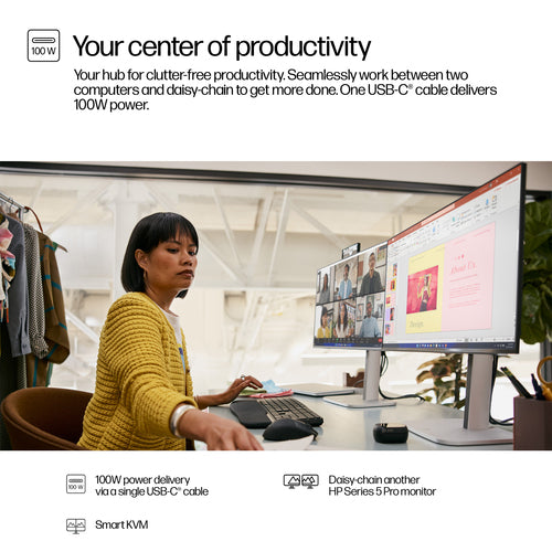 HP Series 5 Pro 23.8 inch FHD USB-C Conferencing Monitor - 524pm computer monitor