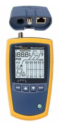 Fluke MicroScanner² Cable Tester RJ-45 RJ-11 LCD Blue Yellow Coax