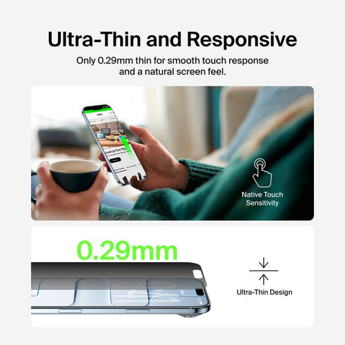 Belkin InvisiGlass Screen Protector for iPhone Air Anti-Bacterial Impact Resistant Transparent