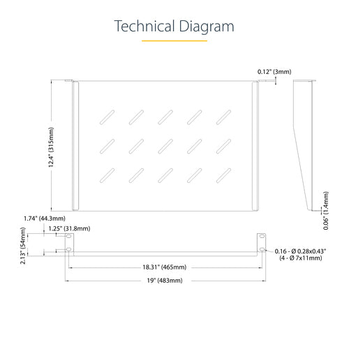 StarTech.com CABSHELFV1U-12-RACK rack accessory