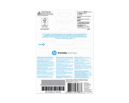 HP Everyday Glossy Photo Paper-100 sht/10 x 15 cm