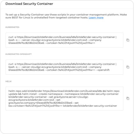 Bitdefender GravityZone Security for Containers