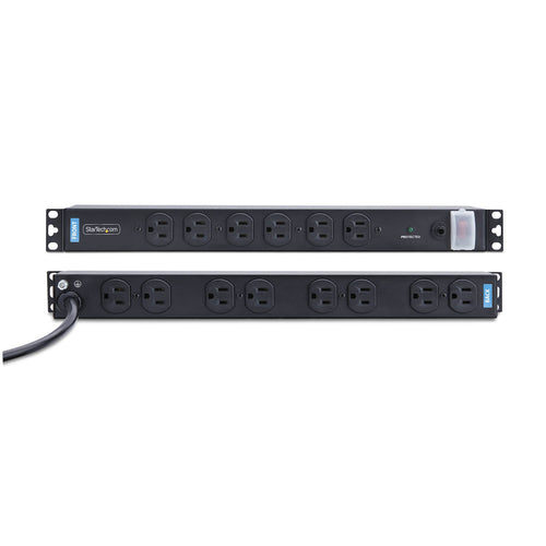 14-fach Rackmount Stromverteilereinheit 1HE Stahl Schwarz für 19-Zoll-Racks
