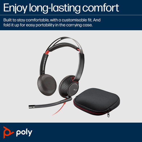 Poly Blackwire 5220 Stereo USB-C Headset +3.5mm Plug +USB-C/A Adapter