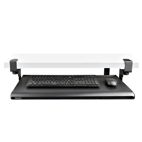 StarTech.com Ergonomic Under-Desk Keyboard Tray Clamp - Adjustable Black Design
