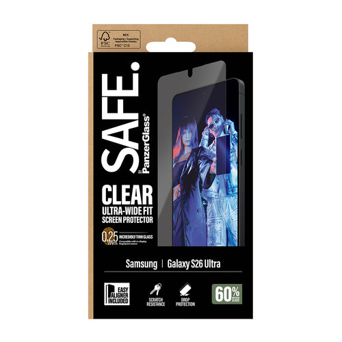 PanzerGlass SAFE. by ® Screen Protector Samsung Galaxy S26 Ultra | Ultra-Wide Fit w. EasyAligner