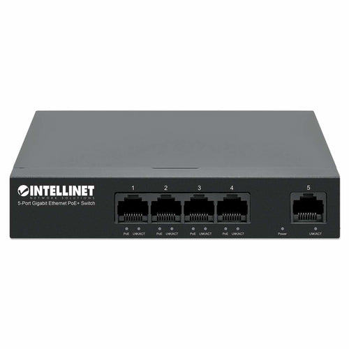 Gigabit Ethernet Network Switch Intellinet PoE Full Duplex Wall Mountable