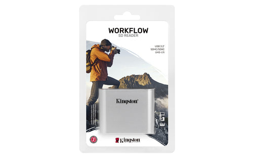 Kingston Workflow SD Reader - USB3.2 Gen1, Dual-Slot, SDHC/SDXC Compatible, Black/Silver