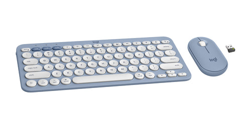 Wireless Keyboard and Mouse Combo for Mac Logitech Pebble 2 QWERTY Bluetooth RF Wireless Scissor Switch Blue