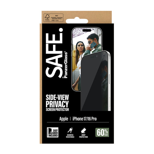 PanzerGlass SAFE. by ® 2-Way Privacy Screen Protector iPhone 17 | iPhone 16 Pro | Ultra-Wide Fit w. EasyAligner