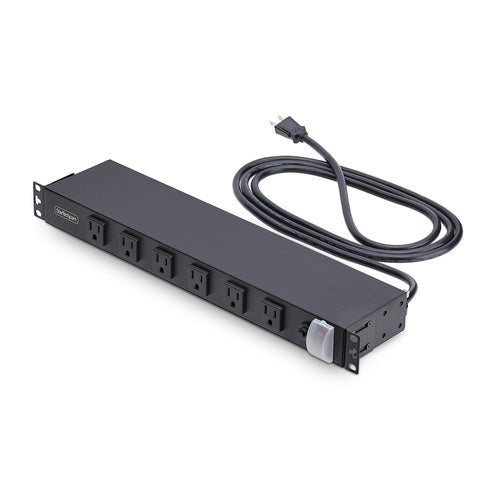 Rackmontierbare Stromverteilungseinheit 12-fach 1U Stahl Schwarz