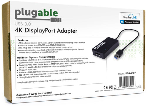 Plugable Technologies UGA-4KDP USB graphics adapter
