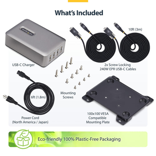 4-Port USB-C Ladegerät 240W Power Delivery 3.1 Schraubverriegelung