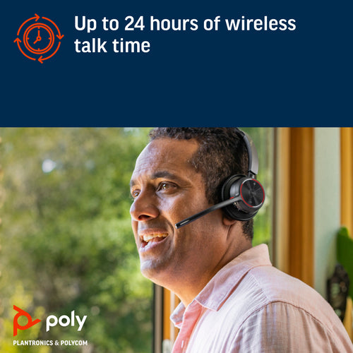 HP Poly Voyager 4320 USB-A Headset – Microsoft Teams zertifiziert – Kabelgebunden & Kabellos – Schwarz