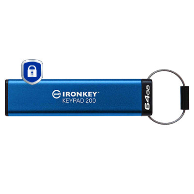 USB-Stick 64GB Kingston IronKey Keypad 200 FIPS 140-3 AES-256-Verschlüsselung