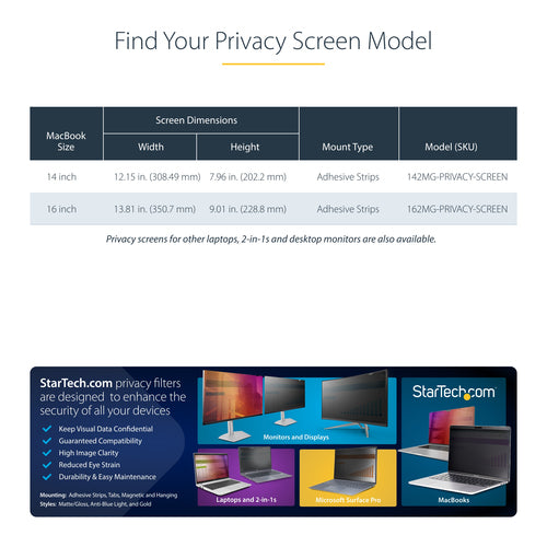 StarTech.com 162MG-PRIVACY-SCREEN display privacy filter