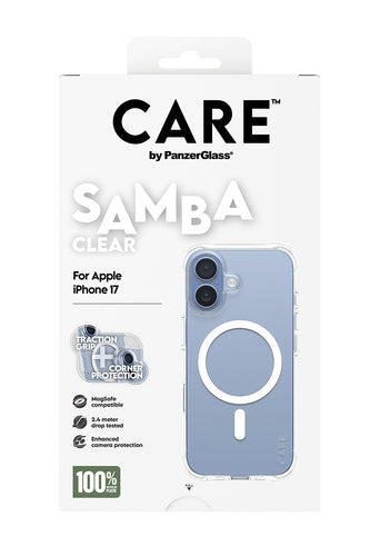 PanzerGlass CARE™ by ® Samba Case Transparent w. White MagSafe iPhone 17 mobile phone case