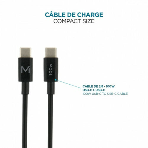 Mobilis Charger 100W 2USB C 1USBA GaN cable 100W