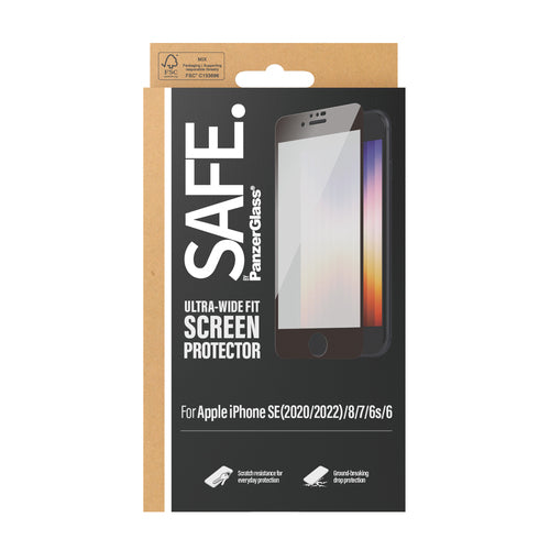PanzerGlass SAFE. by ® Screen Protector iPhone 8 | 7 | 6 | 6s | SE (2020/2022) | Edge-to-Edge