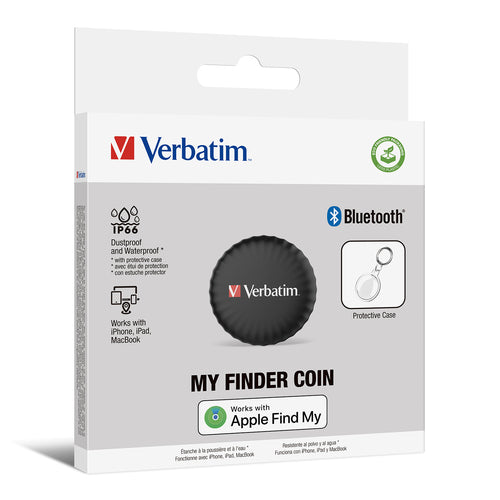 Verbatim My Finder Coin GPS Tracker | Wasser- und staubdicht | Personen-Finder | Schwarz