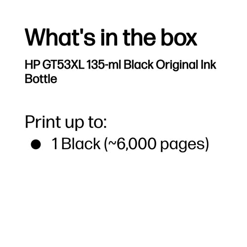 HP GT53XL 135ml Black Original Bottled Ink Crtg for Ink Tank Plus andPremium Series Printers