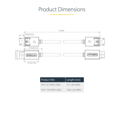 StarTech.com DP21-3F-DP80-CABLE DisplayPort cable