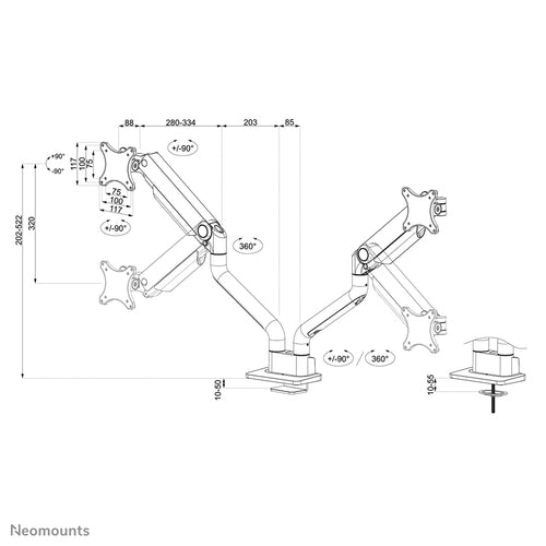 Neomounts DS70S-950BL2 monitor mount / stand