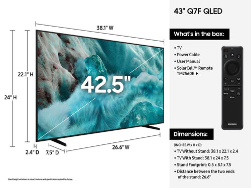 43 Zoll Samsung Q7F QLED Smart TV 4K Ultra HD Wi-Fi Schwarz