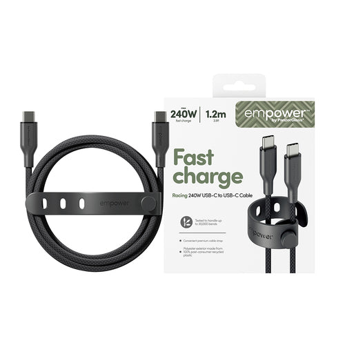 PanzerGlass empower by ® Racing 240W USB-C to USB-C Cable | USB 2.0 | 1.2M | Space Black USB cable