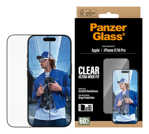 PanzerGlass ® Screen Protector iPhone 17 | iPhone 16 Pro | Ultra-Wide Fit w. EasyAligner