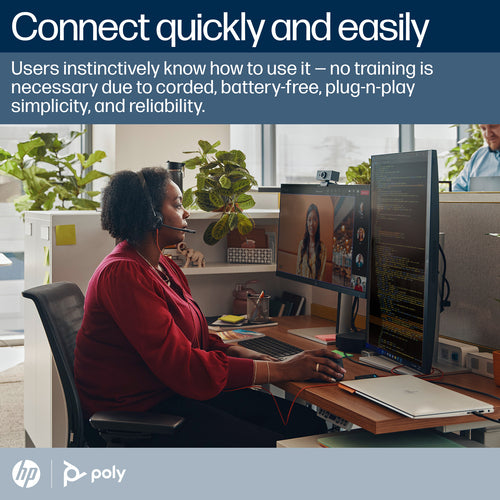 HP Poly Blackwire 3320 Stereo USB-C Headset – Kabelgebunden, Microsoft Teams-zertifiziert, Schwarz
