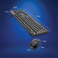 Verbatim 70734 Wired Keyboard and Mouse Set - Full-Size USB QWERTY, Black