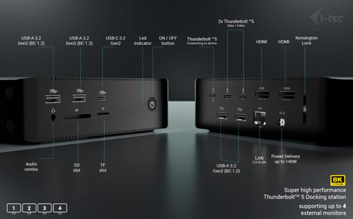 i-tec TB5QUATTRODOCKPDUK laptop dock/port replicator