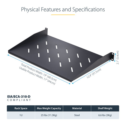 StarTech.com CABSHELFV1U-12-RACK rack accessory