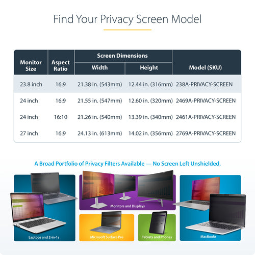 StarTech.com 238A-PRIVACY-SCREEN display privacy filter