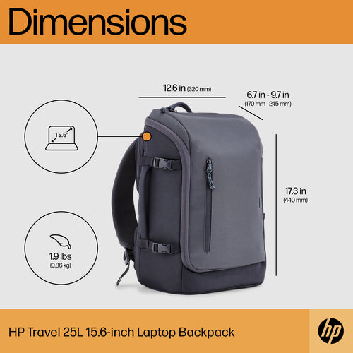HP Travel 25 Liter 15.6 Iron Gray Laptop Backpack