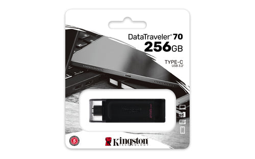 USB-C Flash Drive Kingston DataTraveler 70 256GB 3.2 Gen 1 Compact