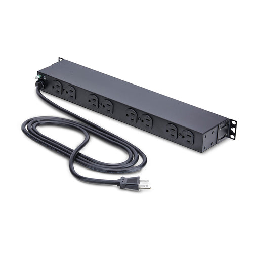 14-fach Rackmount Stromverteilereinheit 1HE Stahl Schwarz für 19-Zoll-Racks
