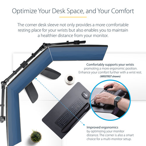 Desk Corner Organizer Clamp-On Steel Sleeve for L-Shaped Desks 332mm Black