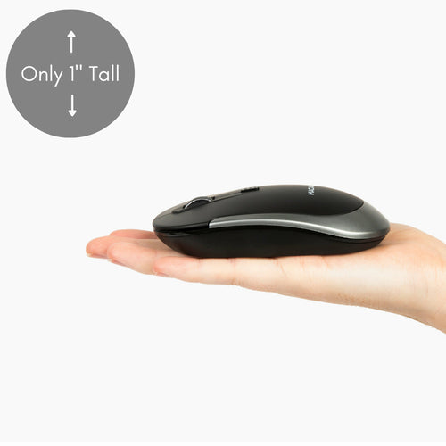 Kabellose Bluetooth Maus, beidhändig, 2400 DPI, Schwarz-Grau