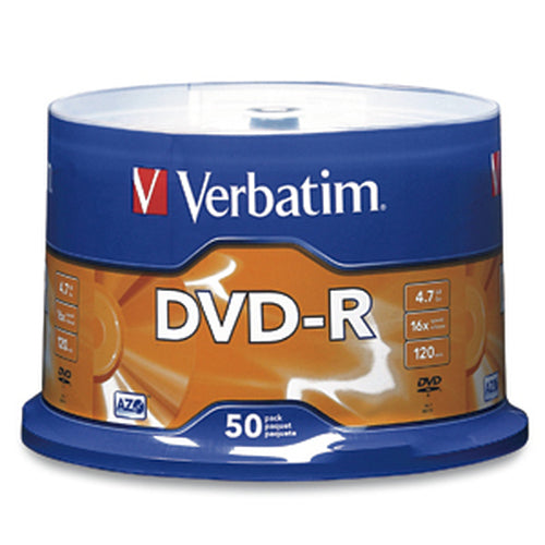 Verbatim 16x DVD-R Media, 4.7 GB, 50 Pack - Optical Disc Storage