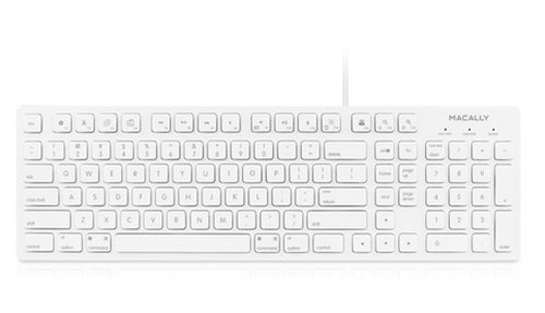 Wired USB Keyboard Macally MKEYE Full-Size White